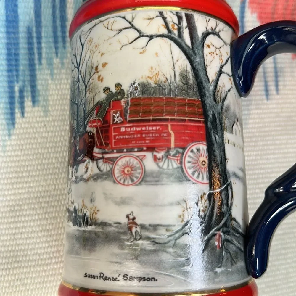 Vintage 1990 Budweiser Beer Stein “An American Tradition” Clydesdales